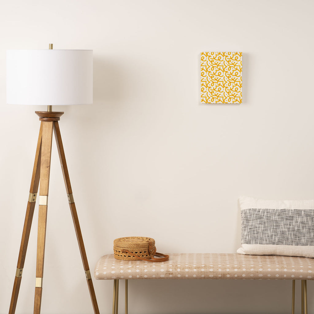 Fun yellow line doodle pattern Canvas Print Gallery Image 2