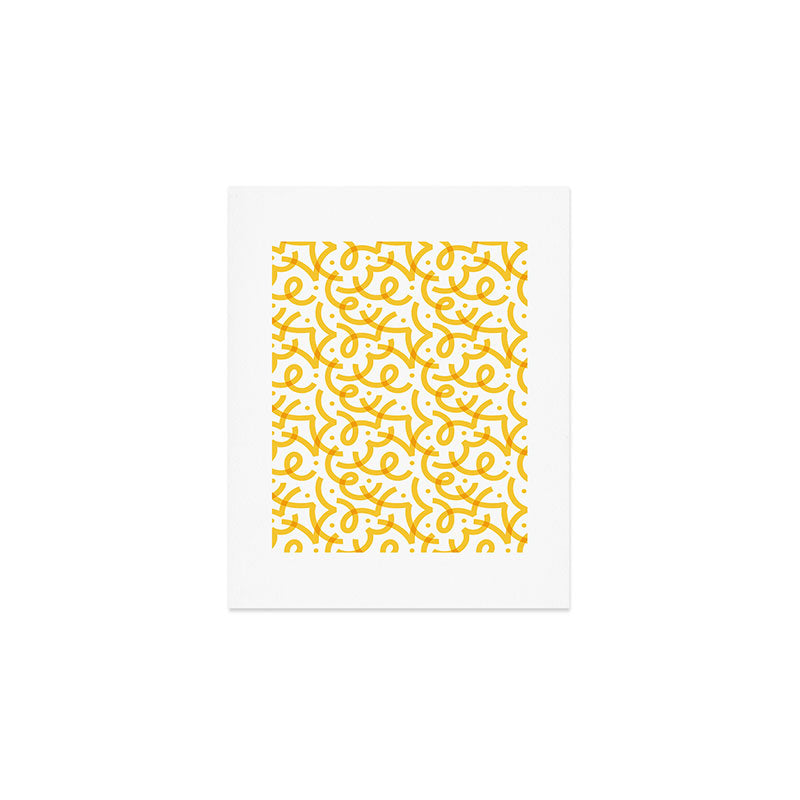 Fun yellow line doodle pattern Art Print Gallery Image 1