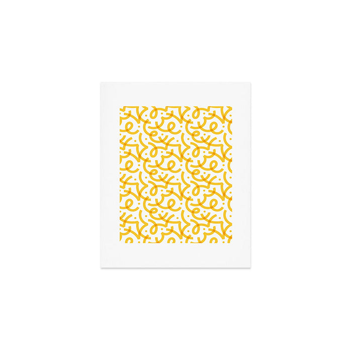Fun yellow line doodle pattern Art Print Gallery Image 1