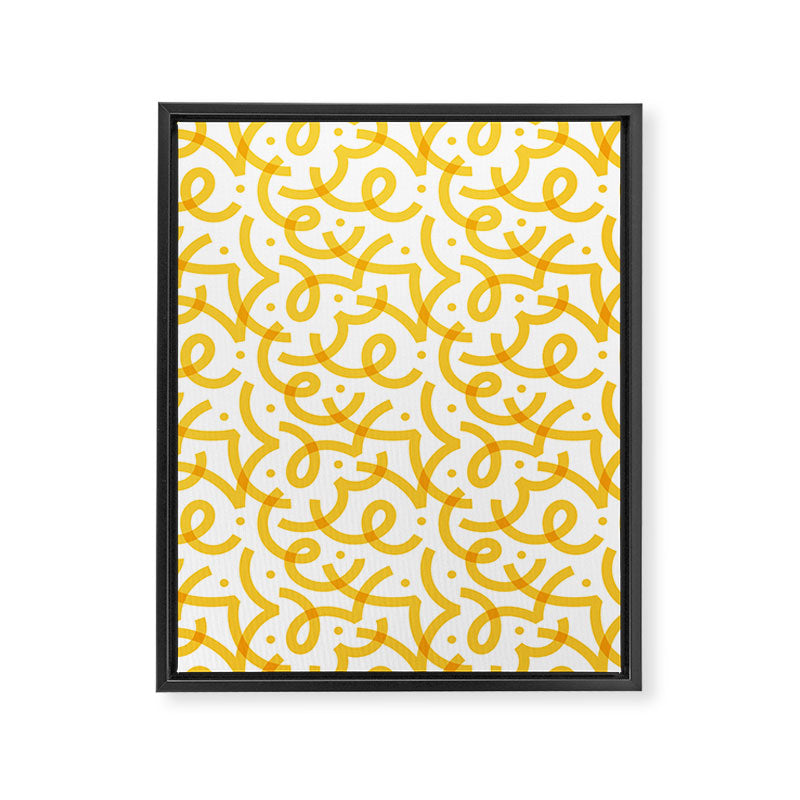 Fun yellow line doodle pattern Framed Canvas Print Gallery Image 3