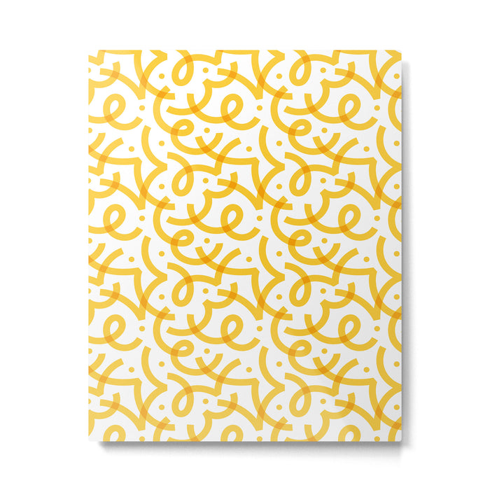 Fun yellow line doodle pattern Metal Print Gallery Image 1