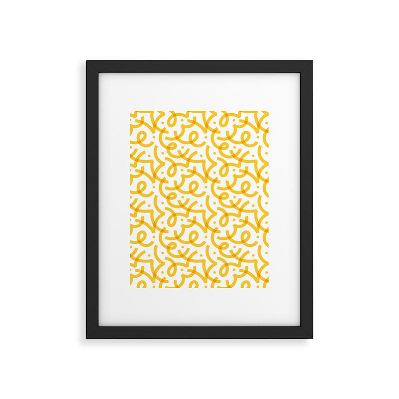 Fun yellow line doodle pattern Framed Art Print Gallery Image 6