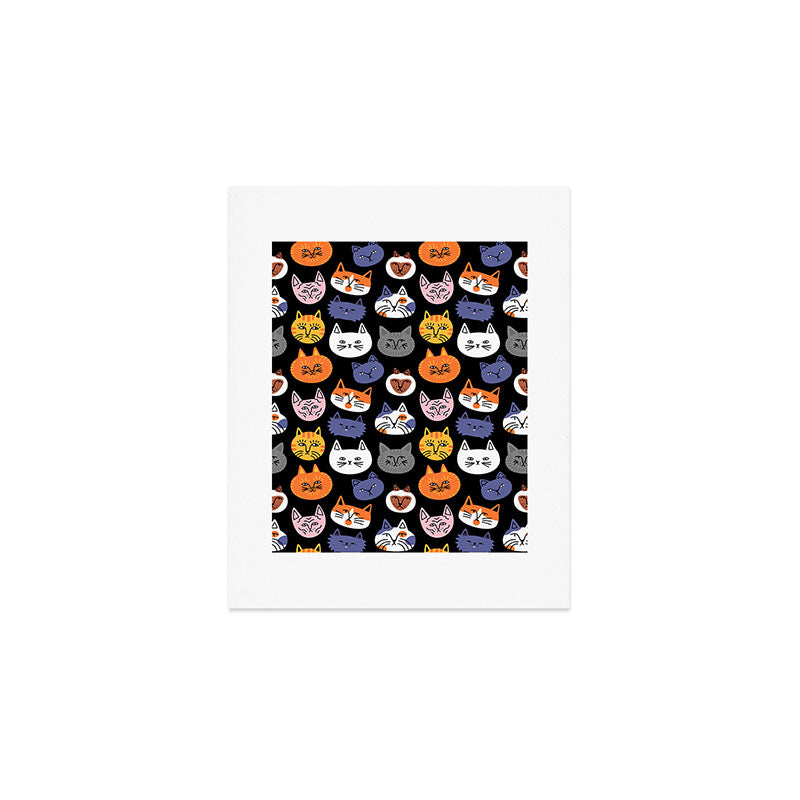 Funny cat animal cartoon art pattern Art Print Gallery Image 1