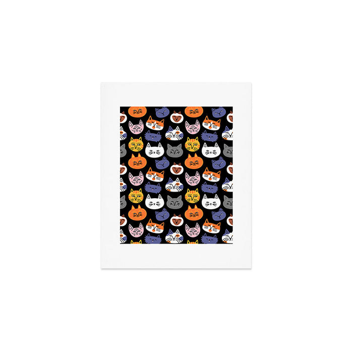Funny cat animal cartoon art pattern Art Print Gallery Image 1