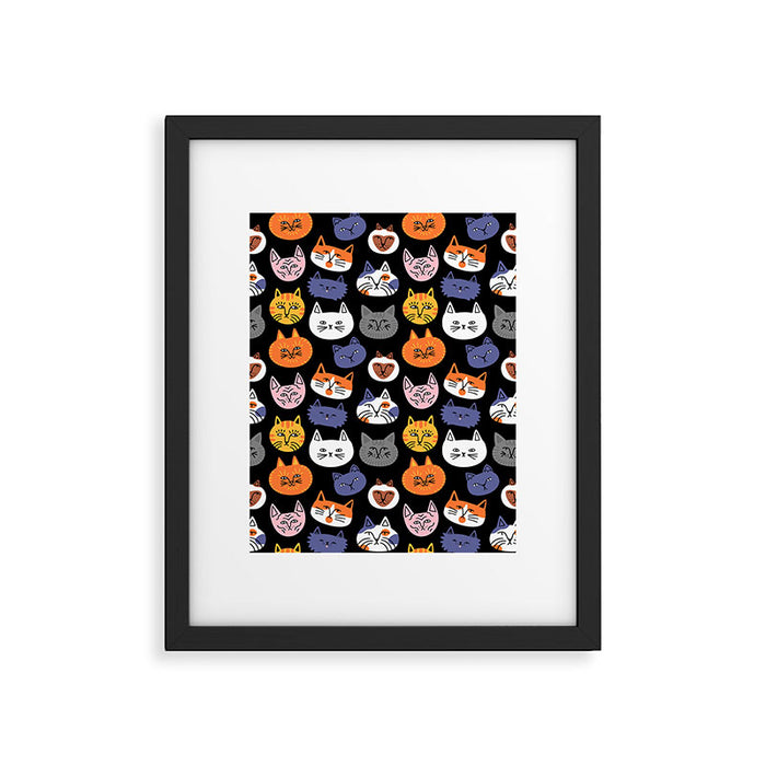 Funny cat animal cartoon art pattern Framed Art Print Gallery Image 1
