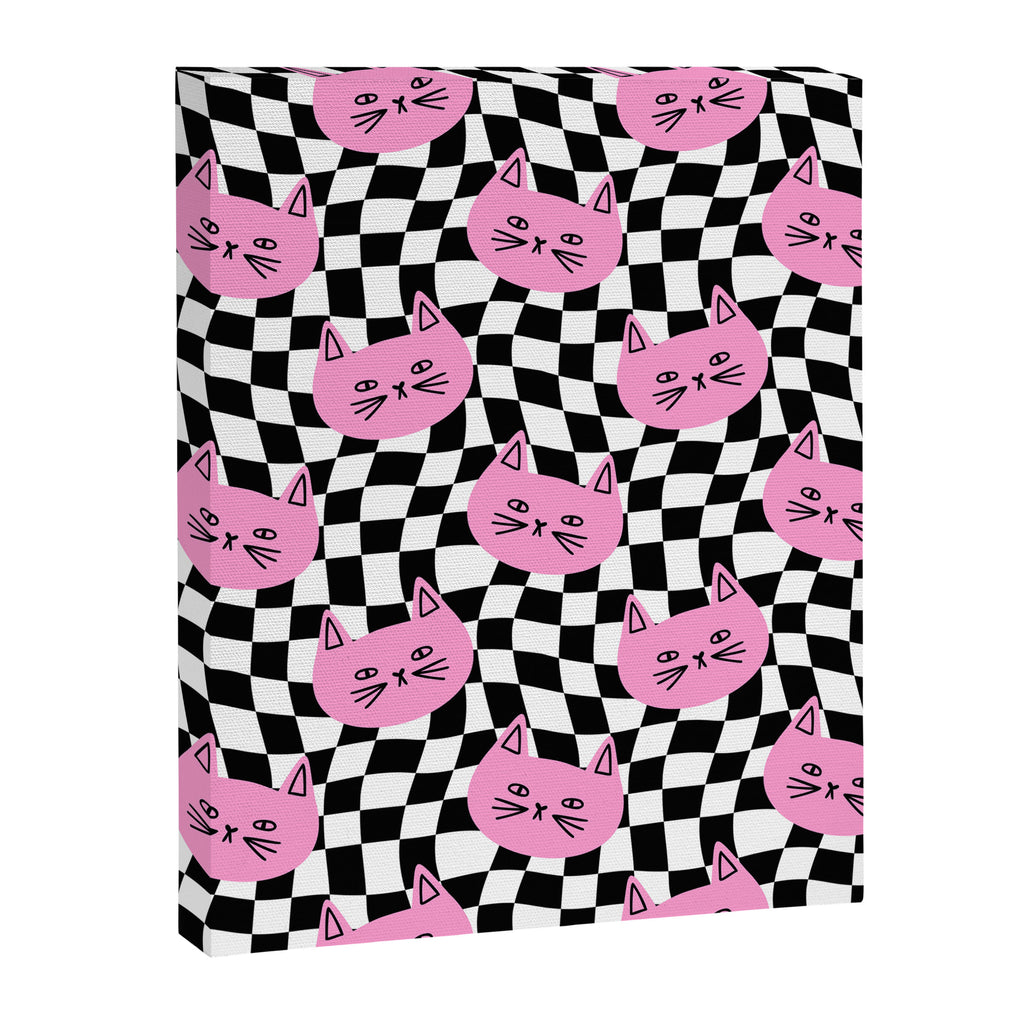 Funny cat cartoon checkered pattern Canvas Print Gallery Image 8