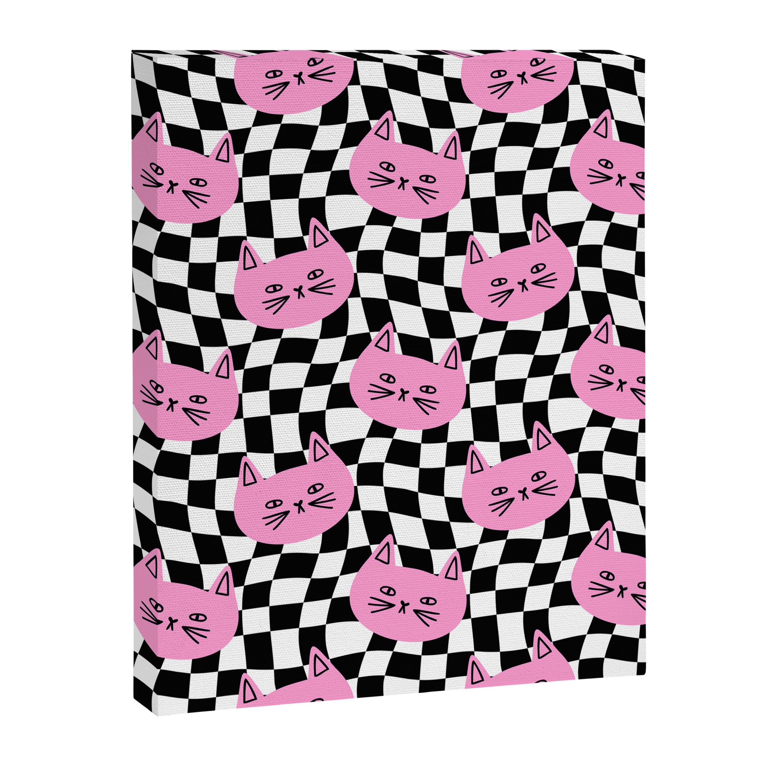 Funny cat cartoon checkered pattern Canvas Print Gallery Image 8