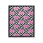 Funny cat cartoon checkered pattern Framed Canvas Print Gallery Image 8