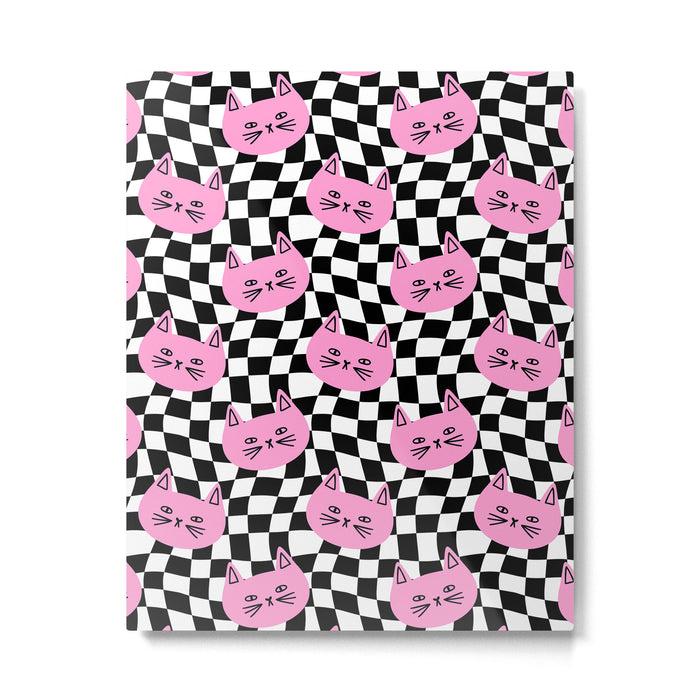Funny cat cartoon checkered pattern Metal Print Gallery Image 1