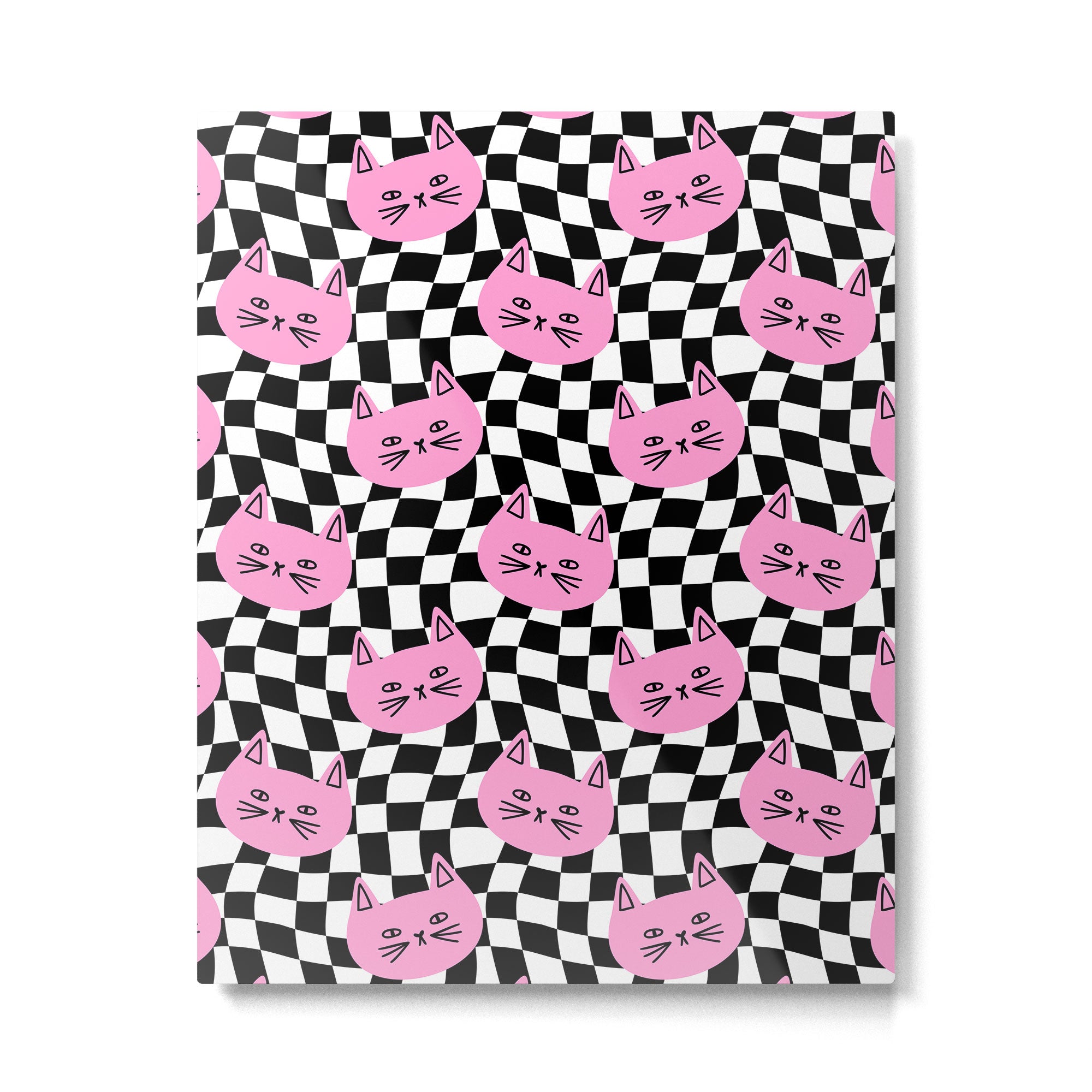 Funny cat cartoon checkered pattern Metal Print Gallery Image 6