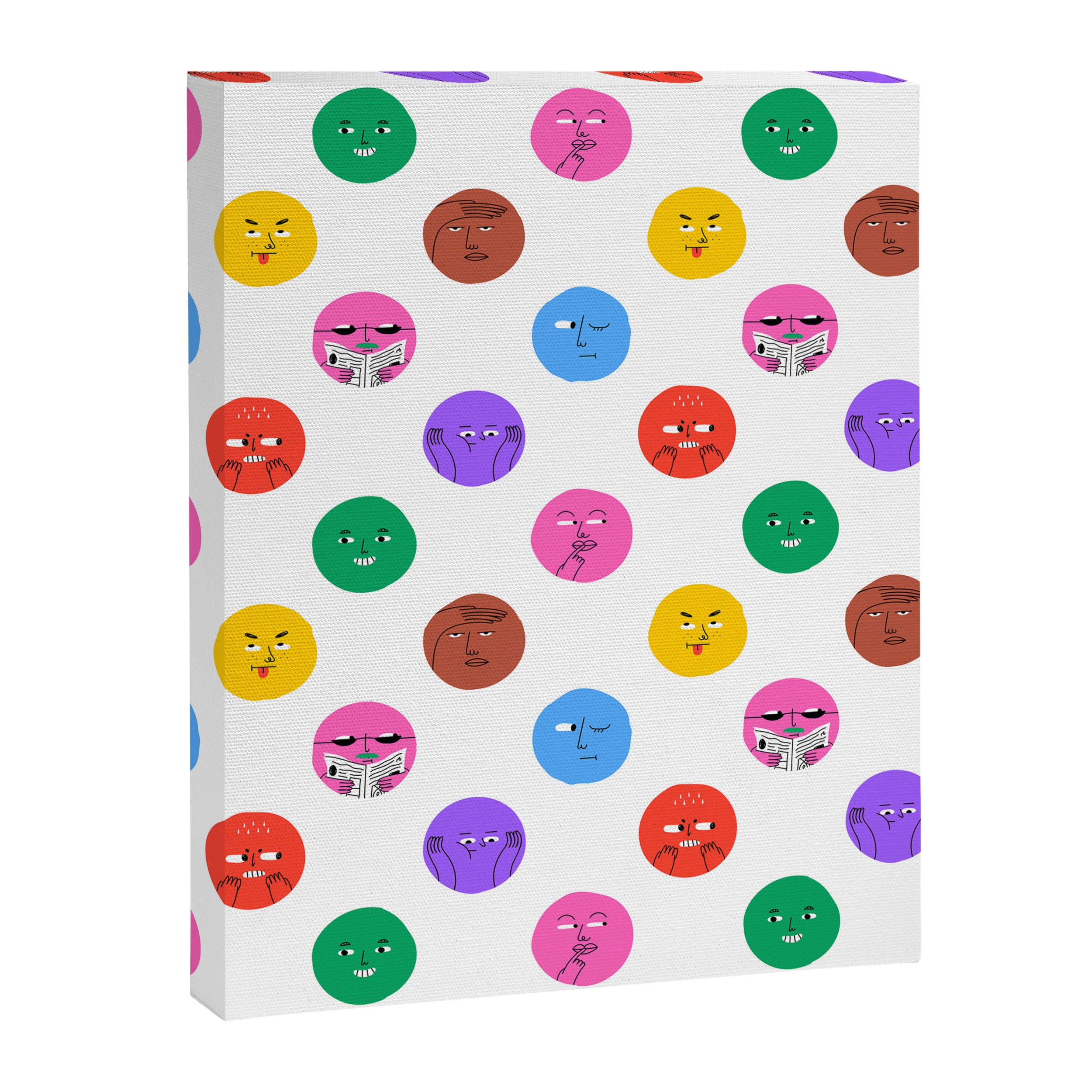 Funny colorful cartoon character face pattern Canvas Print Gallery Image 8