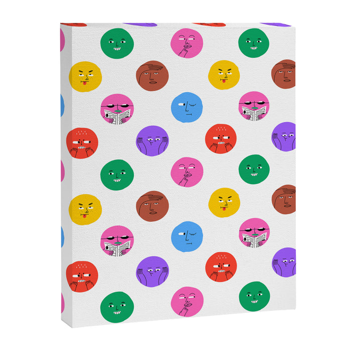 Funny colorful cartoon character face pattern Canvas Print Gallery Image 1