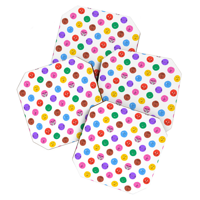 Funny colorful cartoon character face pattern Coaster Gallery Image 1