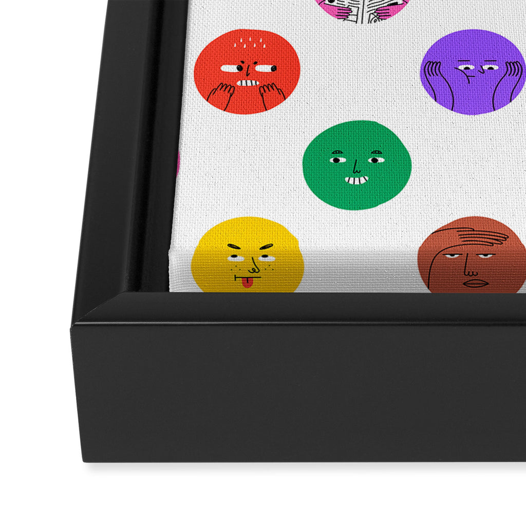 Funny colorful cartoon character face pattern Framed Canvas Print Gallery Image 3