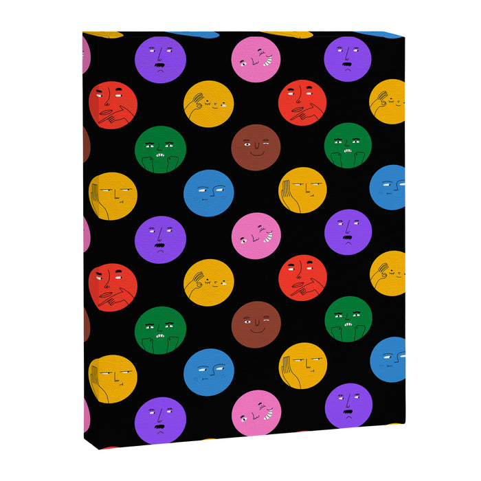 Funny colorful cartoon character face pattern Canvas Print Gallery Image 1