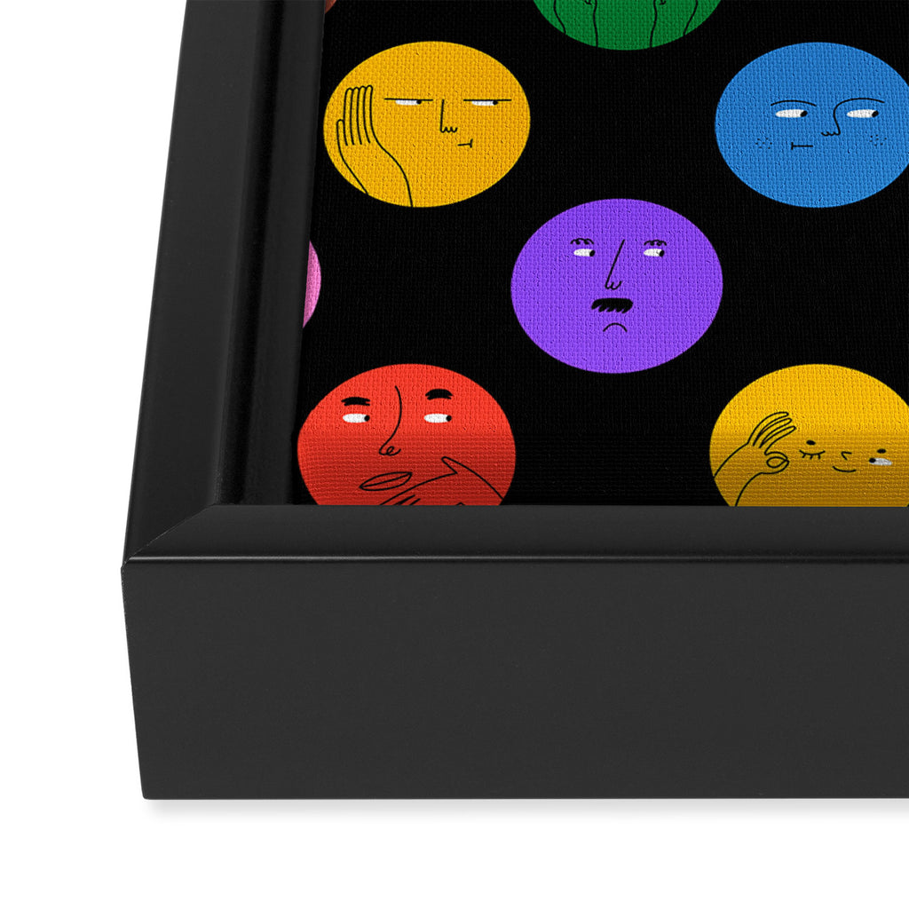 Funny colorful cartoon character face pattern Framed Canvas Print Gallery Image 3