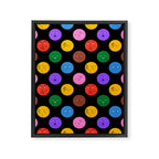 Funny colorful cartoon character face pattern Framed Canvas Print Gallery Image 8