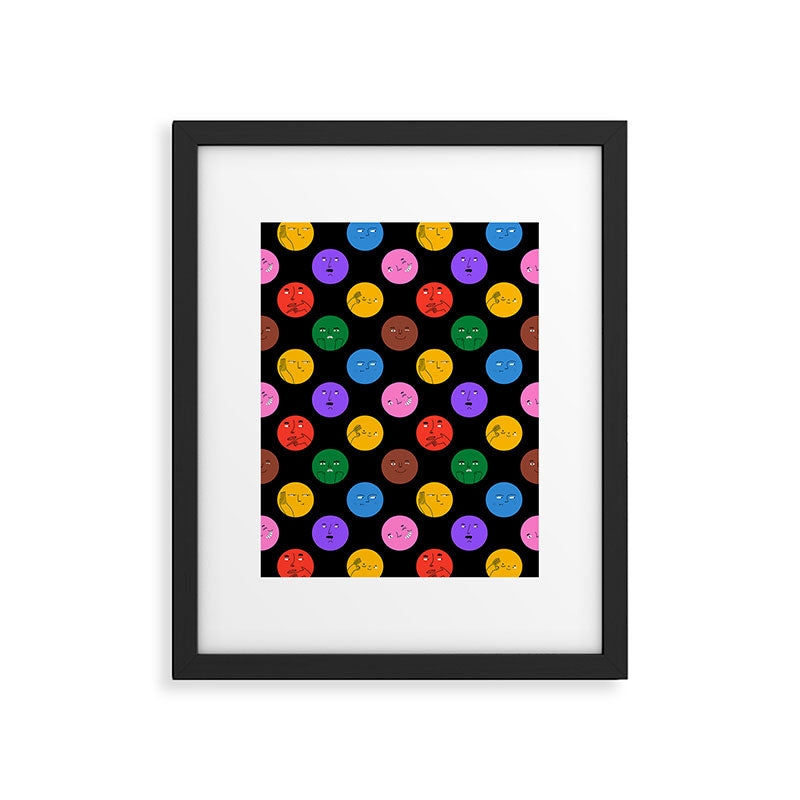 Funny colorful cartoon character face pattern Framed Art Print Gallery Image 6
