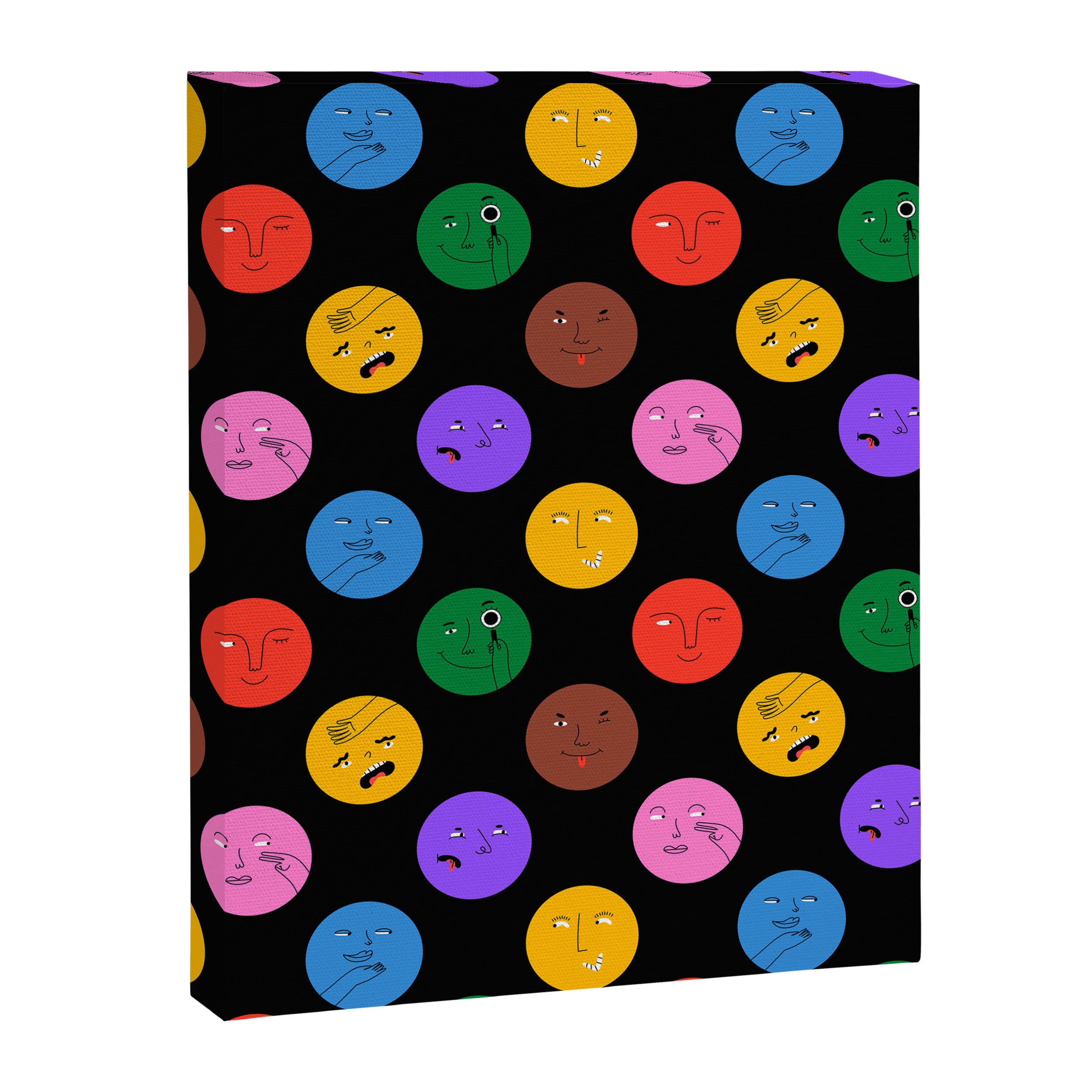 Funny colorful cartoon character face pattern Canvas Print Gallery Image 8