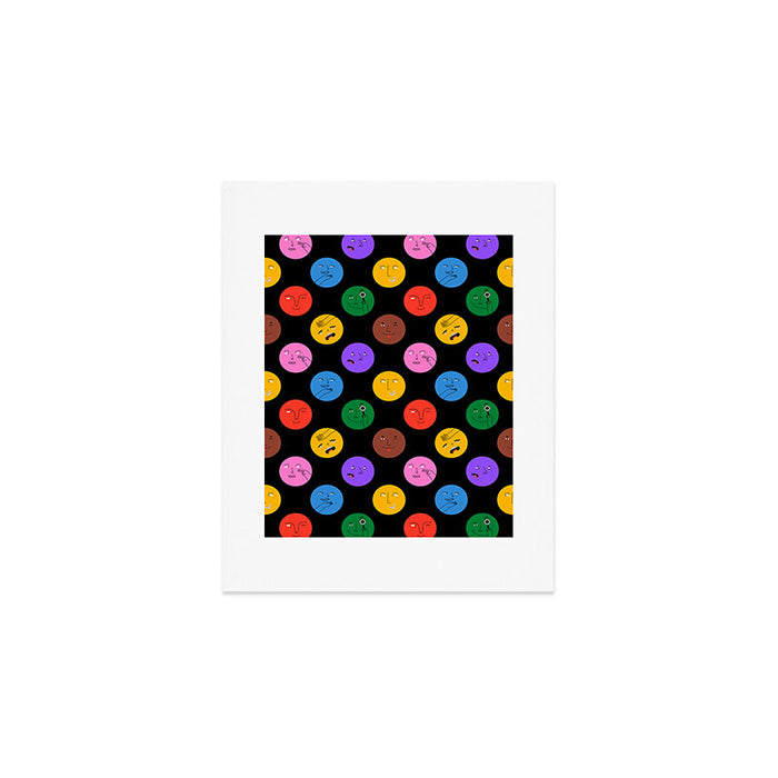 Funny colorful cartoon character face pattern Art Print Gallery Image 1