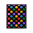 Funny colorful cartoon character face pattern Framed Canvas Print Gallery Image 8