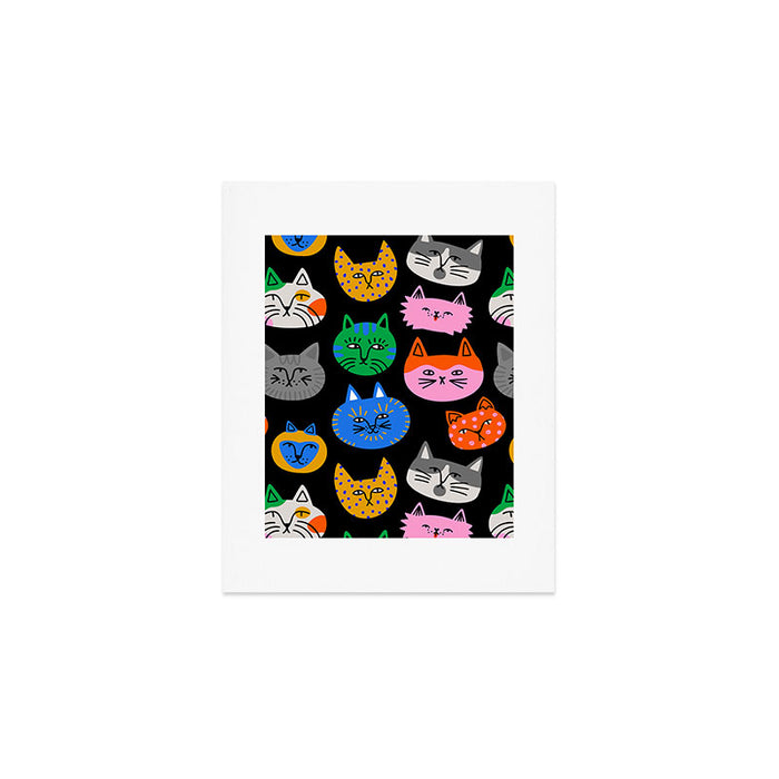 Funny colorful cat cartoon pattern Art Print Gallery Image 1