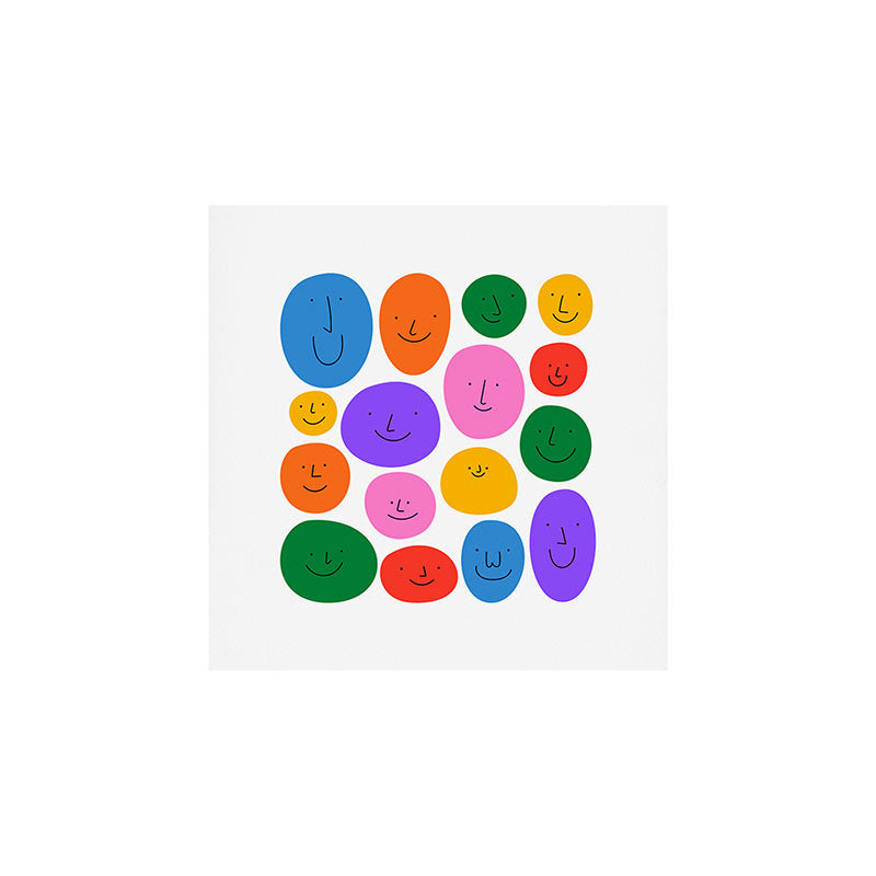 Funny colorful diverse people face cartoon Art Print Gallery Image 1