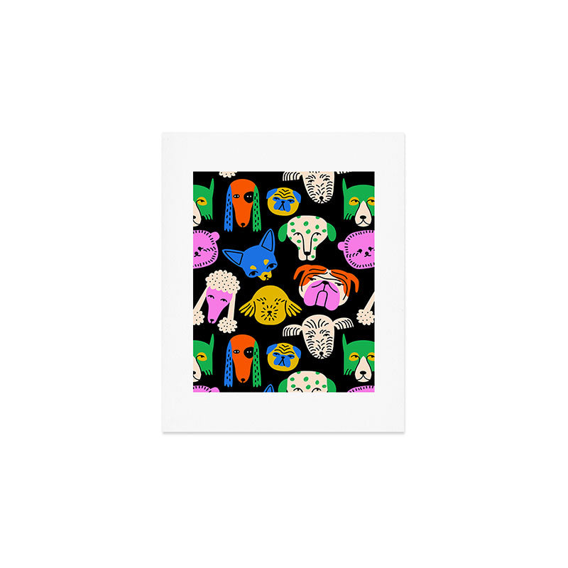 Funny colorful dog cartoon pattern Art Print Gallery Image 1