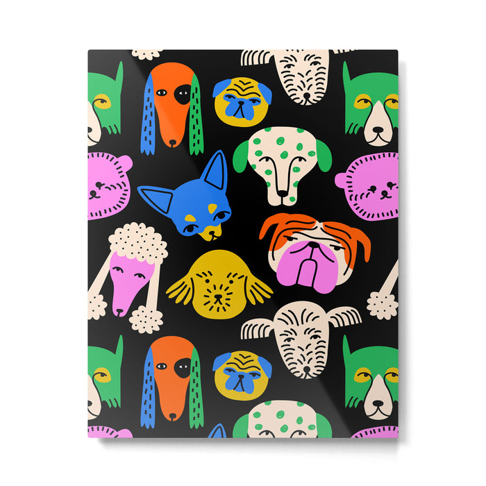 Funny colorful dog cartoon pattern Metal Print Gallery Image 1