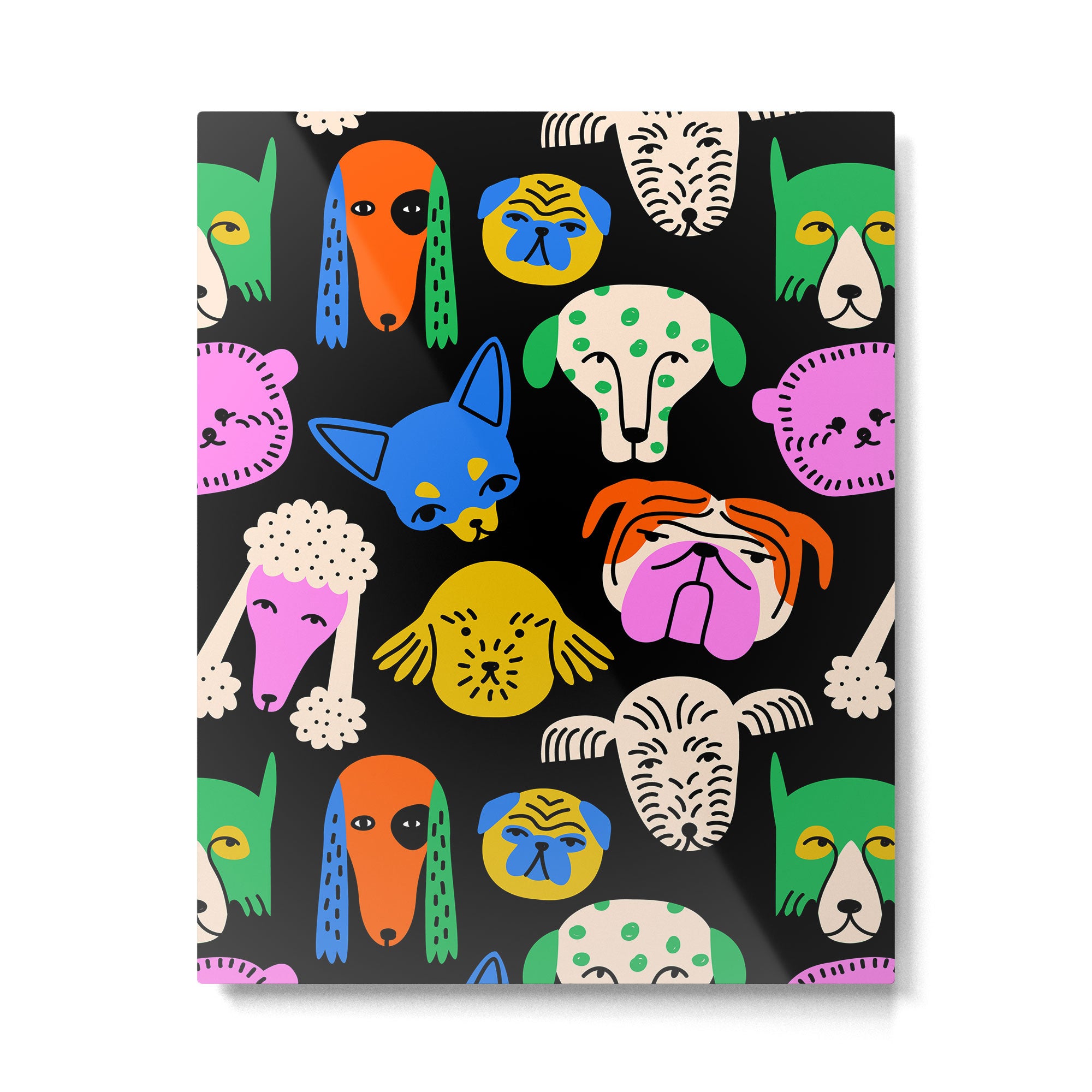 Funny colorful dog cartoon pattern Metal Print Gallery Image 6