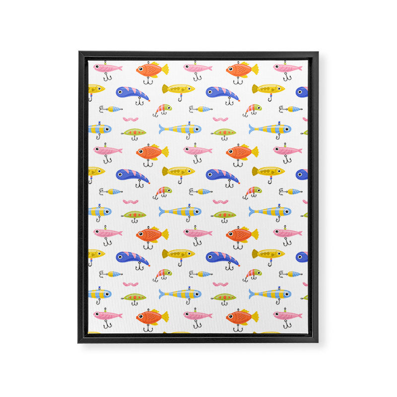 Funny colorful fish lure cartoon art pattern Framed Canvas Print Gallery Image 6
