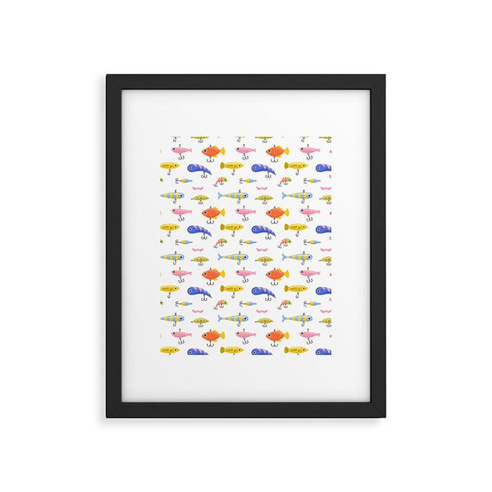 Funny colorful fish lure cartoon art pattern Framed Art Print Gallery Image 1