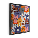 Funny diverse cat crowd character cartoon background Framed Canvas Print Gallery Image 2
