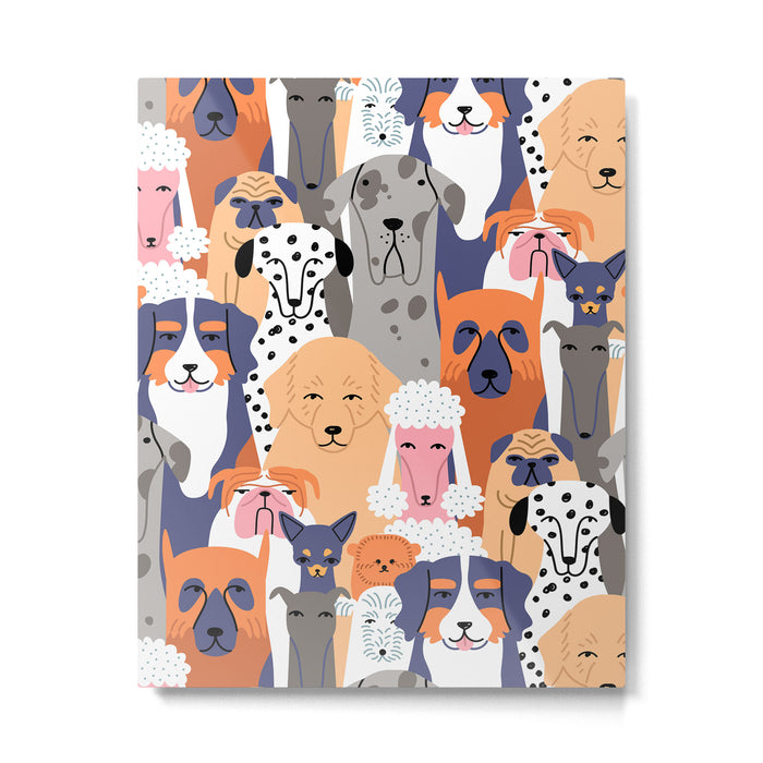 Funny diverse dog crowd character cartoon background Metal Print Gallery Image 1