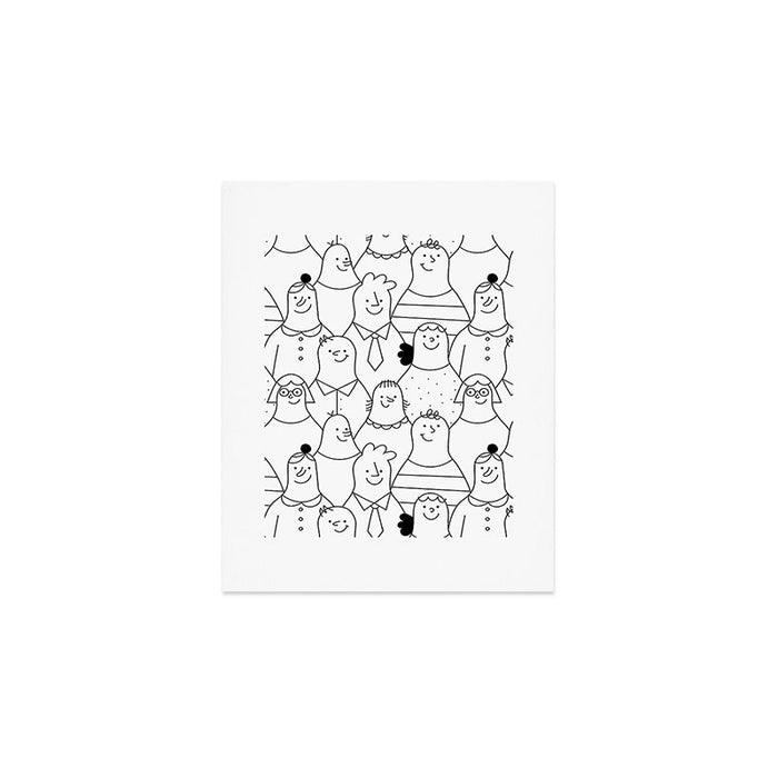 Funny diverse people crowd cartoon pattern Art Print Gallery Image 1