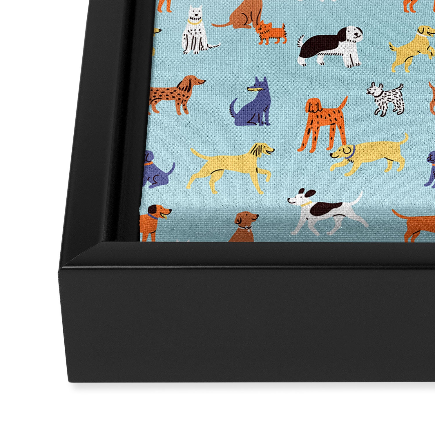 Funny dog animal cartoon art pattern Framed Canvas Print Gallery Image 3