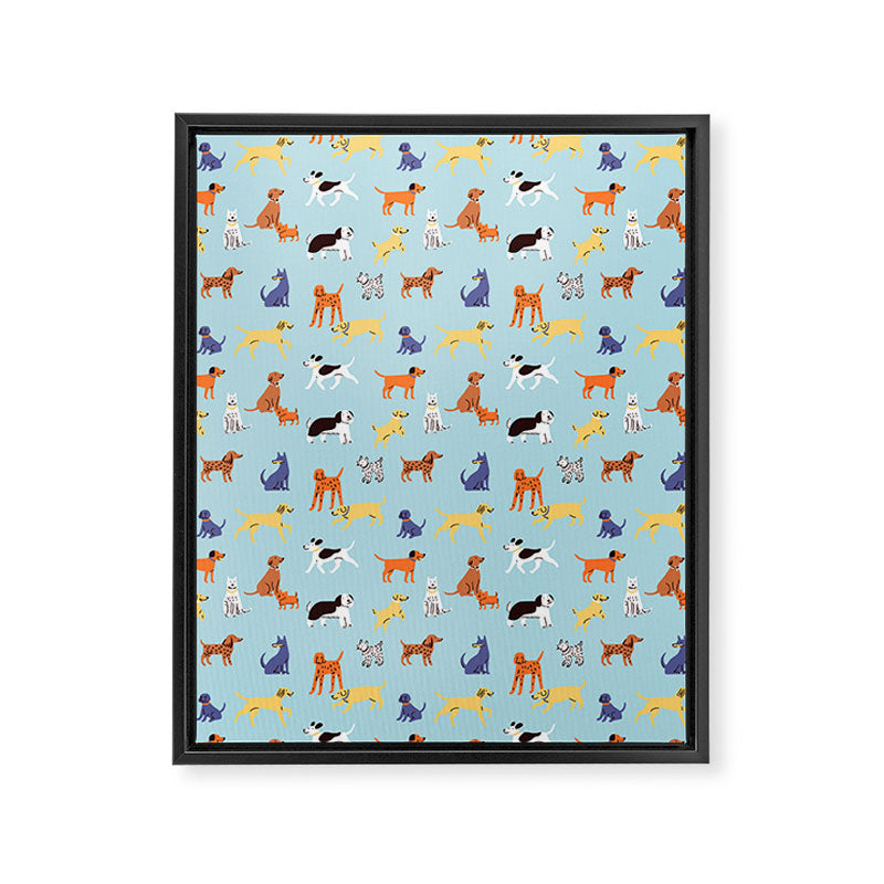 Funny dog animal cartoon art pattern Framed Canvas Print Gallery Image 6