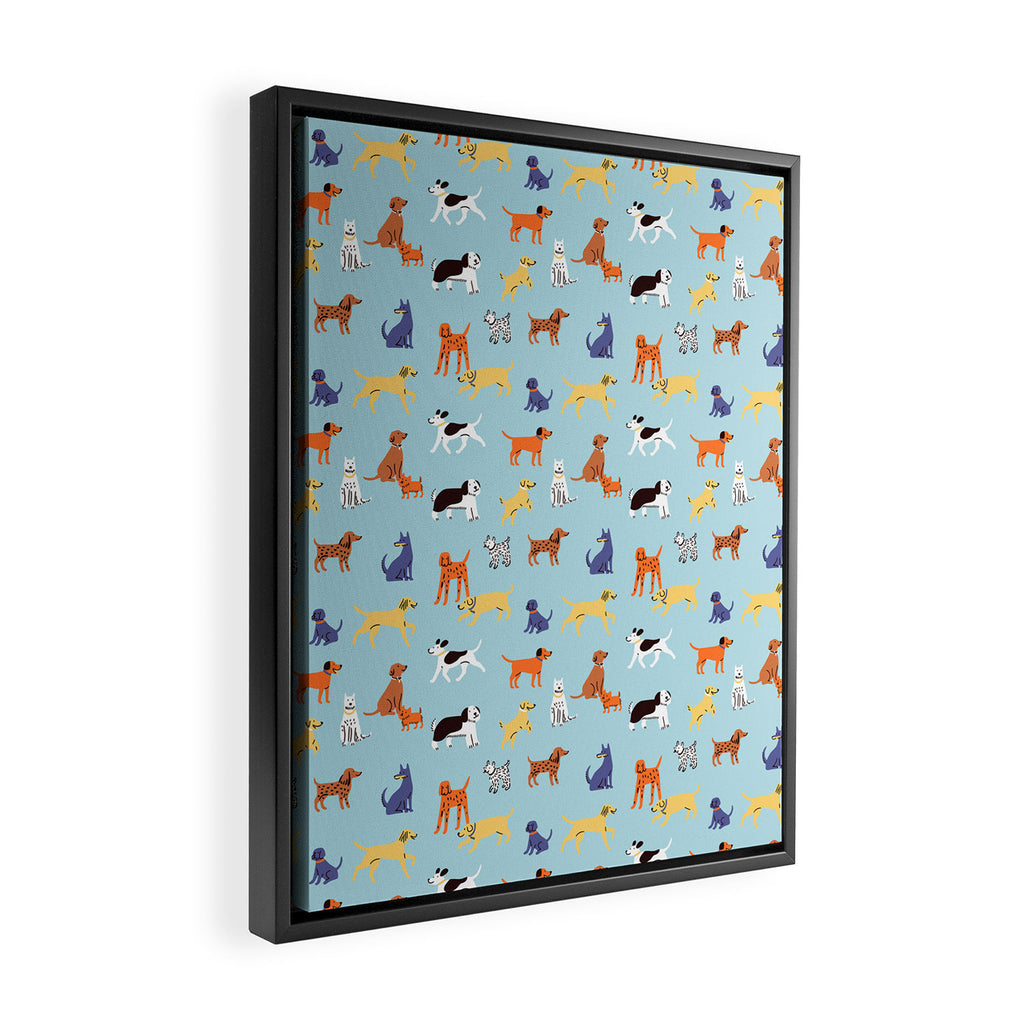 Funny dog animal cartoon art pattern Framed Canvas Print Gallery Image 2