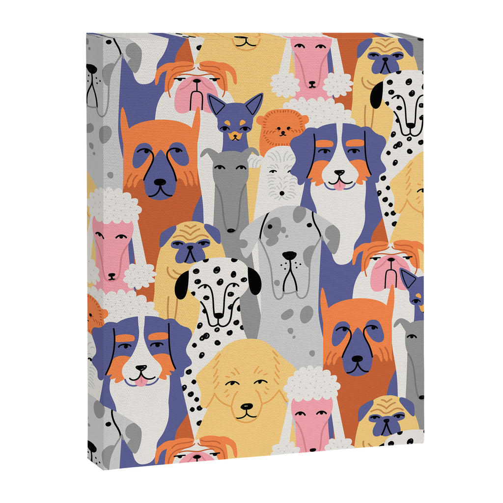 Funny dog animal pet cartoon crowd texture Canvas Print Gallery Image 8