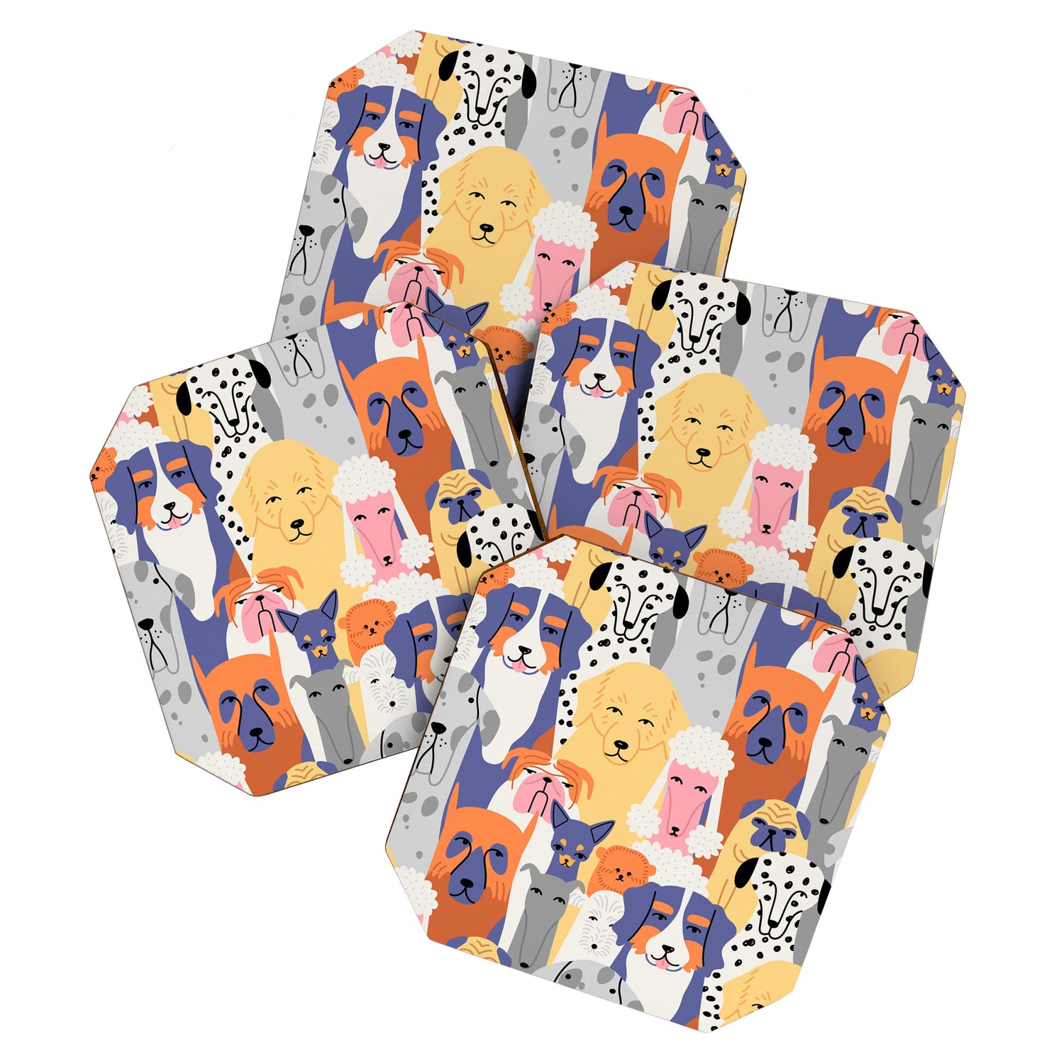 Funny dog animal pet cartoon crowd texture Coaster Gallery Image 1