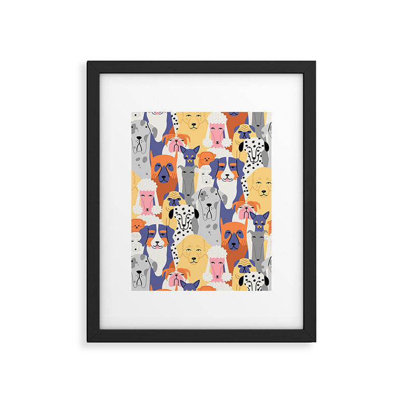 Funny dog animal pet cartoon crowd texture Framed Art Print Gallery Image 6