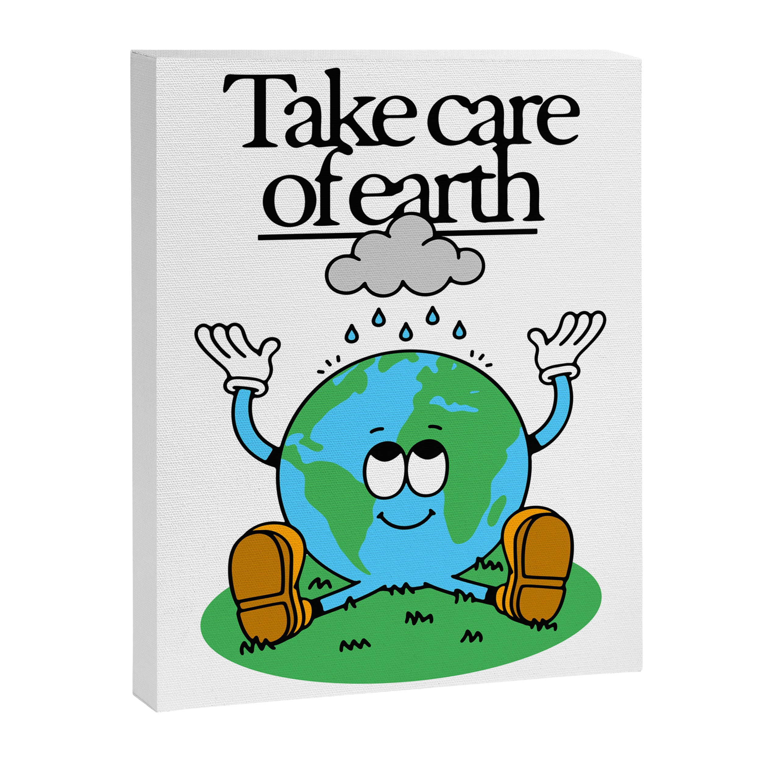 Funny earth planet cartoon mascot character  Canvas Print Gallery Image 6