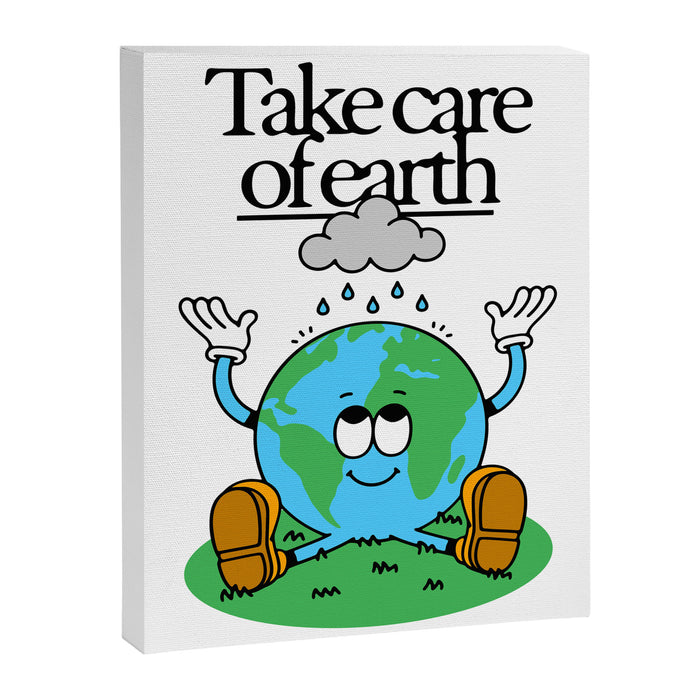Funny earth planet cartoon mascot character  Canvas Print Gallery Image 1