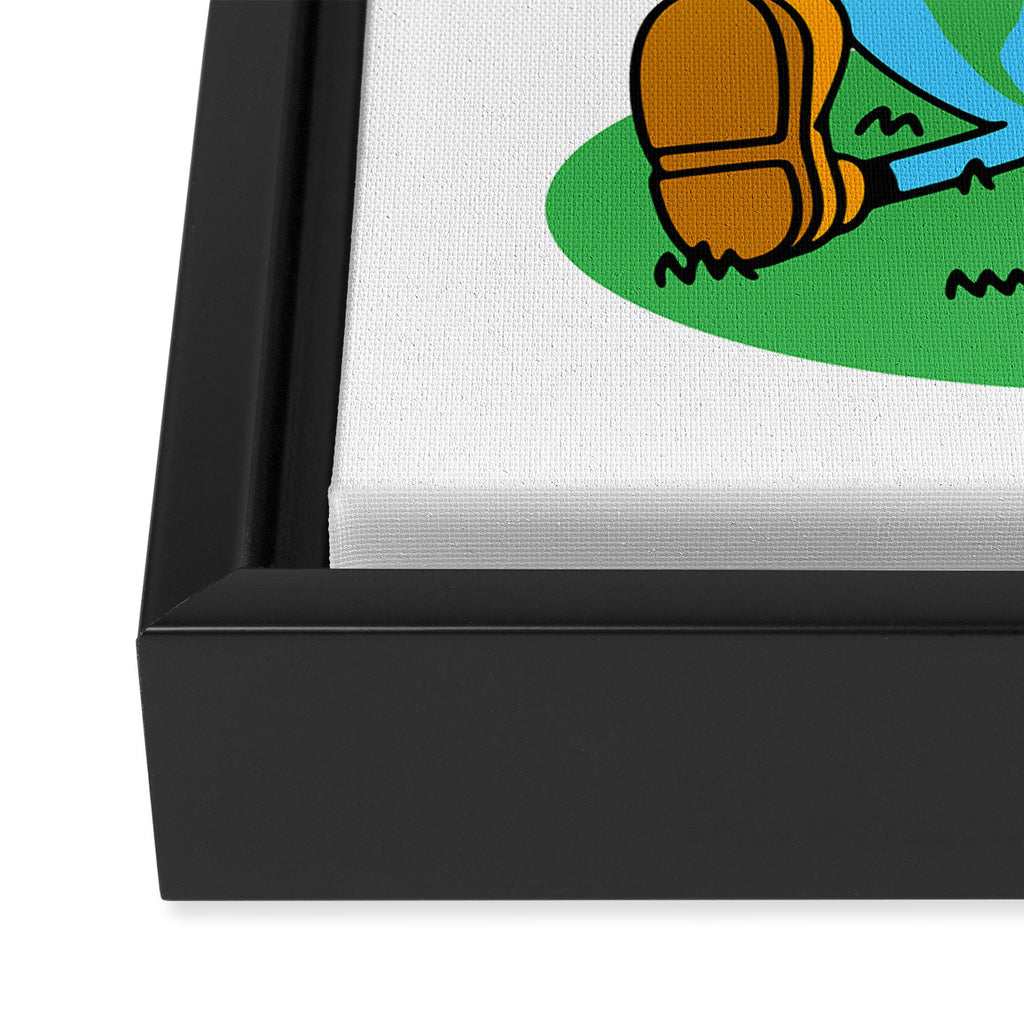 Funny earth planet cartoon mascot character  Framed Canvas Print Gallery Image 3