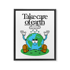 Funny earth planet cartoon mascot character  Framed Canvas Print Gallery Image 6