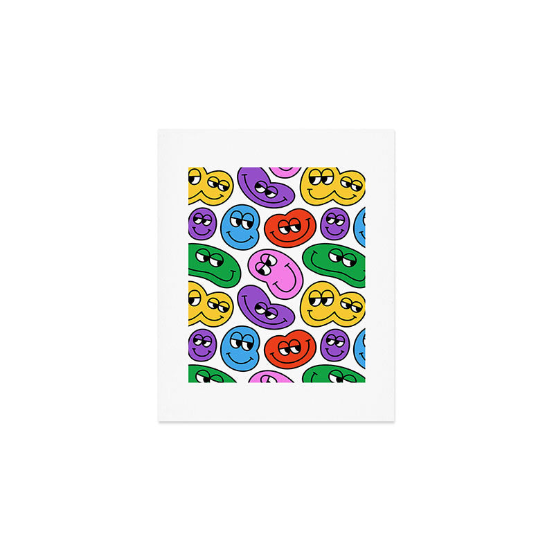 Funny happy face cartoon art pattern Art Print Gallery Image 1