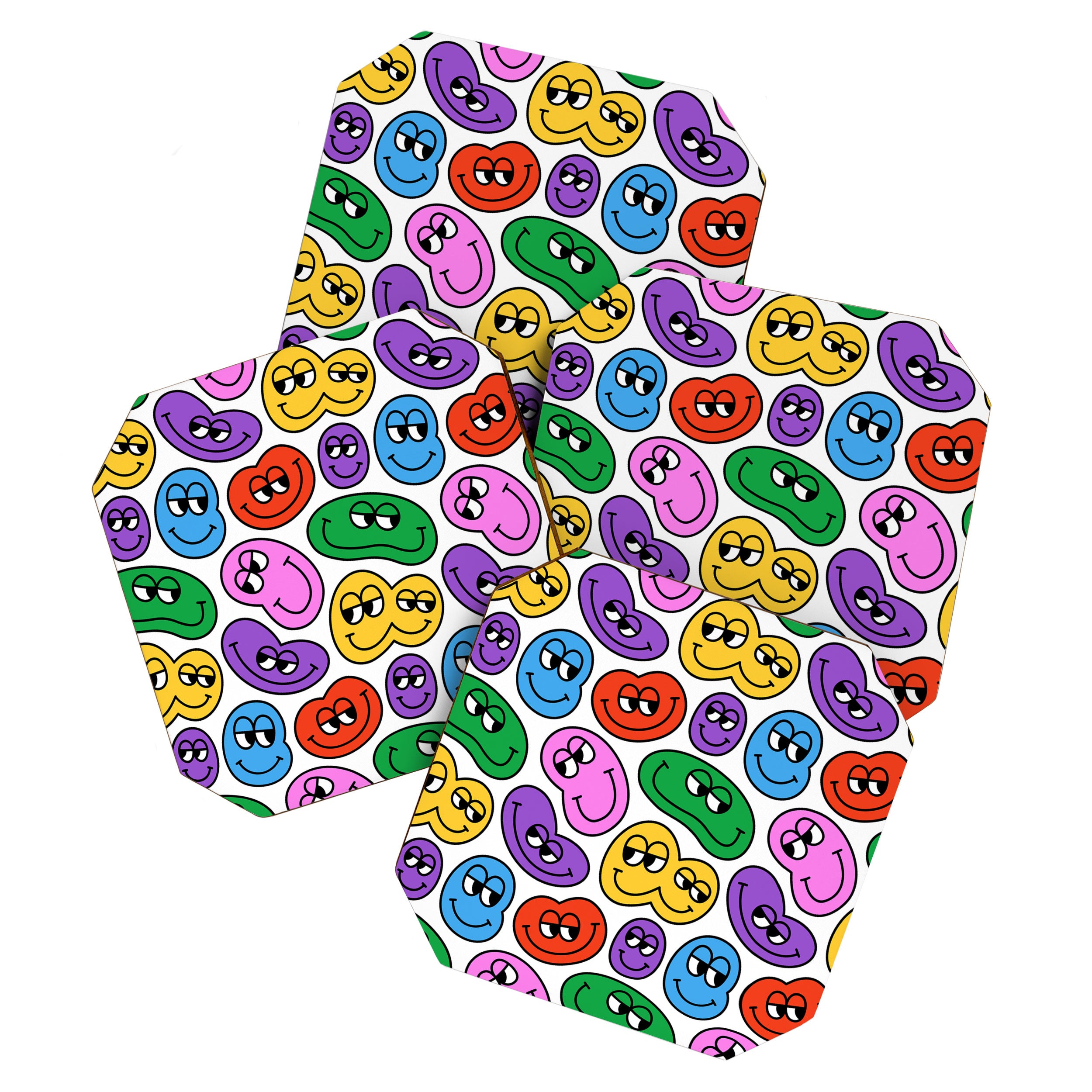 Funny happy face cartoon art pattern Coaster Gallery Image 1