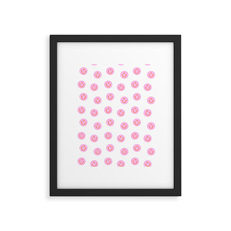 Funny happy face colorful pink cartoon seamless pattern Framed Art Print Gallery Image 6