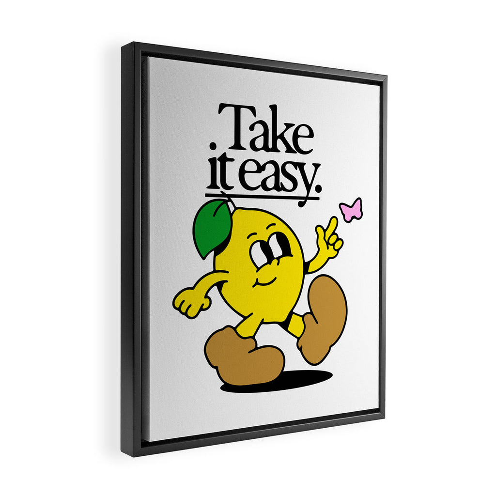 Funny lemon cartoon mascot character  Framed Canvas Print Gallery Image 2
