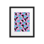 Funny melting smile happy face colorful cartoon seamless pattern Framed Art Print Gallery Image 6